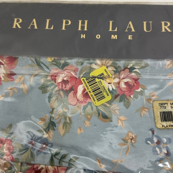 Ralph Lauren Home Cottage Shabby YVETTE blue floral twin flat ruffle sheet.NWT - Picture 2 of 4